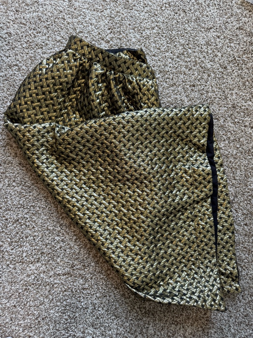 NWT LOFT Gold and Black Woven Metallic Skirt